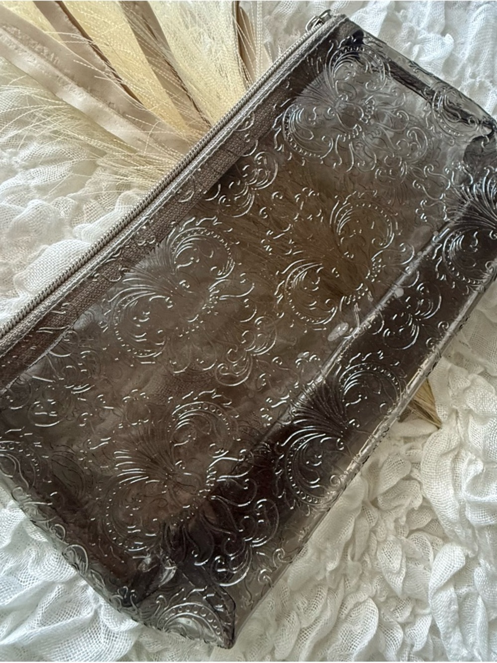 Embossed Clear Makeup Pouch
